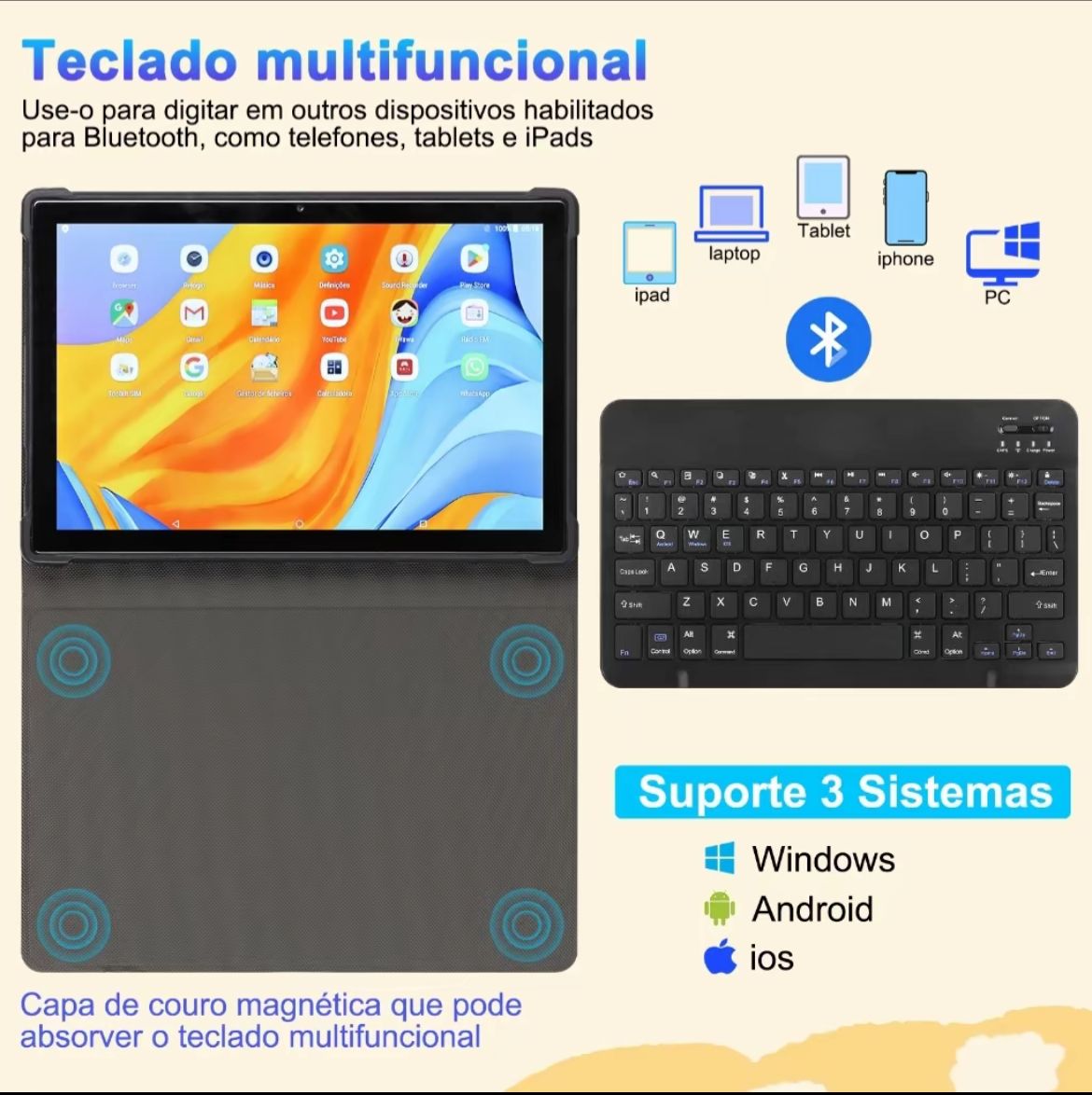 Tablet EasyTech Ultra 14 Full HD IPS | 128GB + 6GB RAM | Android 13 | Dual Chip | 6000mAh 🔥 + BRINDE: Capinha e Teclado