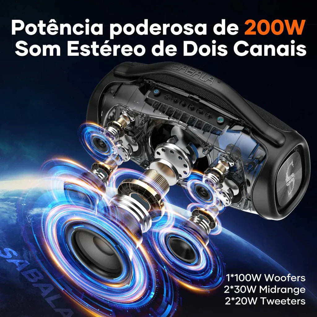 đ„ QUEIMA DE ESTOQUE!! đ„ Caixa de Som Premium Boombox DR-909 Bluetooth 200w 39000mah Tws Ipx6.