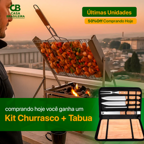 Churrasqueira com Grelha Giratória 360° + Kit Churrasco com Tabua - Queima de Estoque.🔥