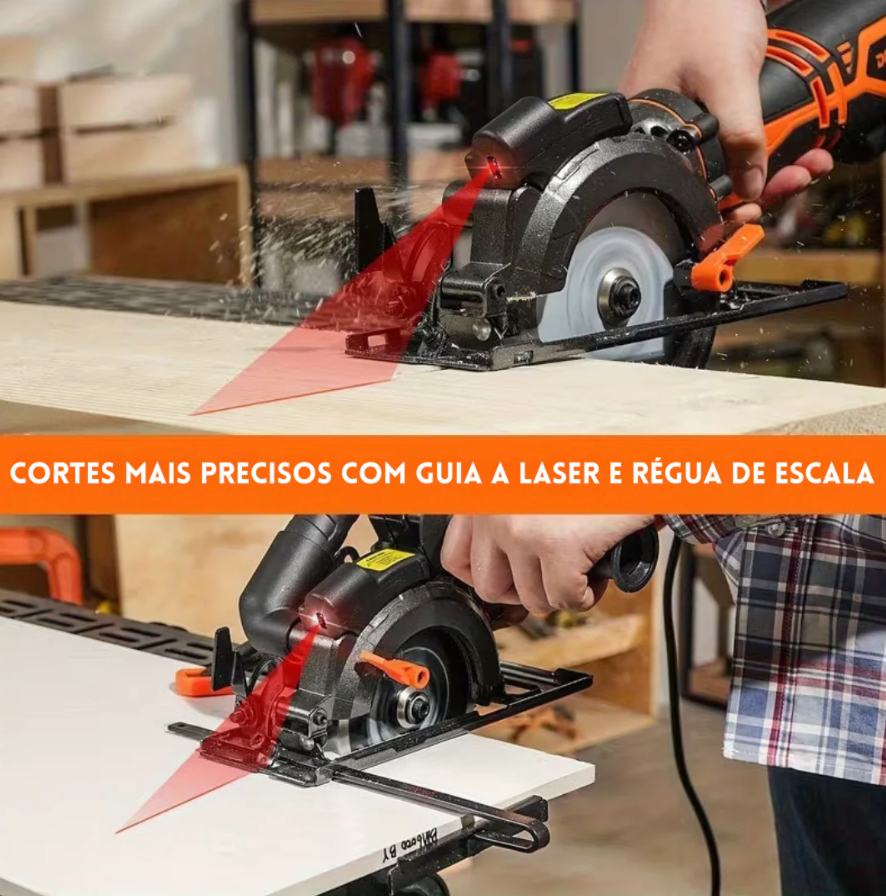 Serra Circular Corte Multiuso, 6 Lâminas Inclusas + BRINDES: Óculos de Proteção e Trena 7.5 Metros