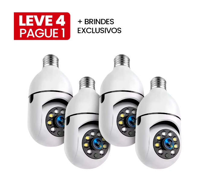 [LEVE 4 PAGUE 1] Câmera de Segurança 360° HD com Visão Noturna + BRINDES: Tranca Elétrica + Refletor LED