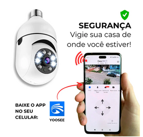 [LEVE 4 PAGUE 1] Câmera de Segurança 360° HD com Visão Noturna + BRINDES: Tranca Elétrica + Refletor LED