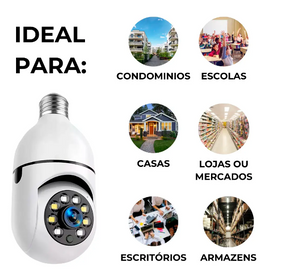 [LEVE 4 PAGUE 1] Câmera de Segurança 360° HD com Visão Noturna + BRINDES: Tranca Elétrica + Refletor LED