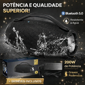 🔥  QUEIMA DE ESTOQUE!! 🔥 Caixa de Som Premium Boombox DR-909 Bluetooth 200w 39000mah Tws Ipx6.