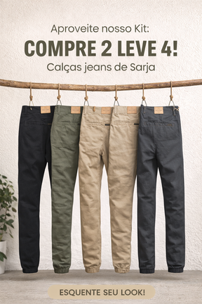 [LEVE 4 PAGUE 2] CALÇAS RETA EM SARJA PREMIUM MASCULINA (ESTILO E CONFORTO EM CADA PASSO!)