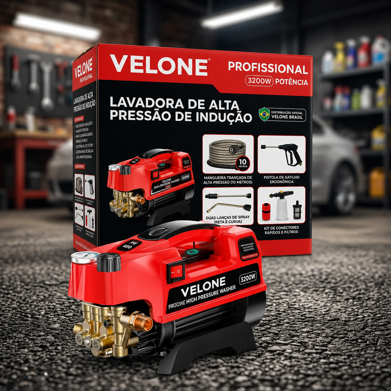 Lavadora de Alta Pressão Balmann + BRINDES: Kit de Engates e Limpeza Profissional