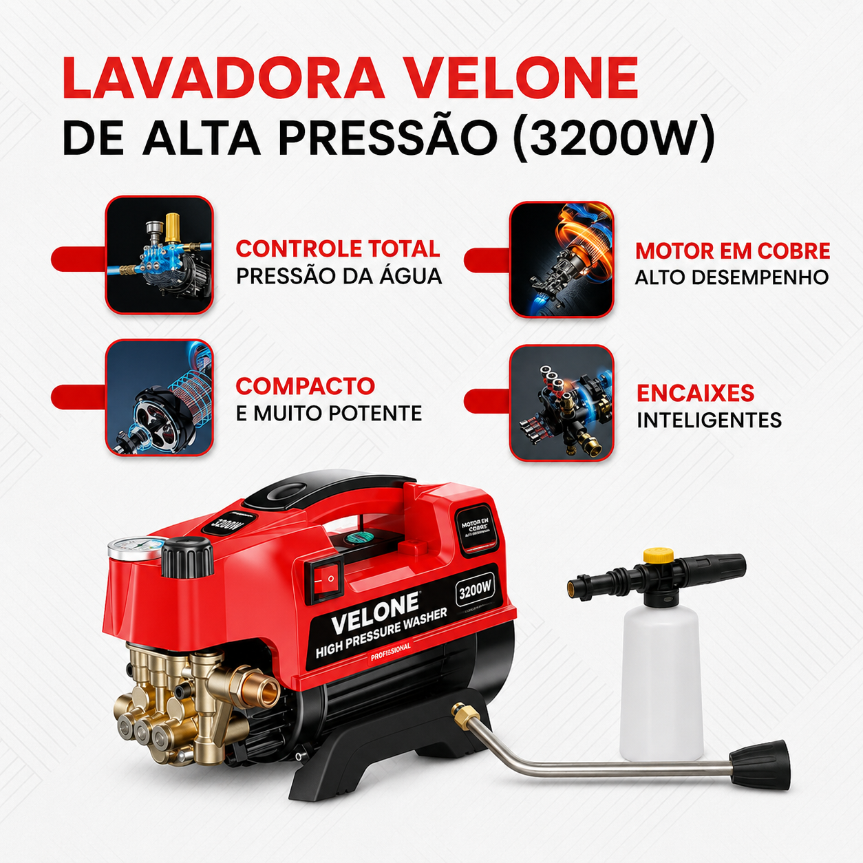Lavadora de Alta Pressão Balmann + BRINDES: Kit de Engates e Limpeza Profissional