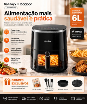 Kit Air Fryer Gaabor 6L — Completo para Sua Cozinha + Brindes Exclusivos