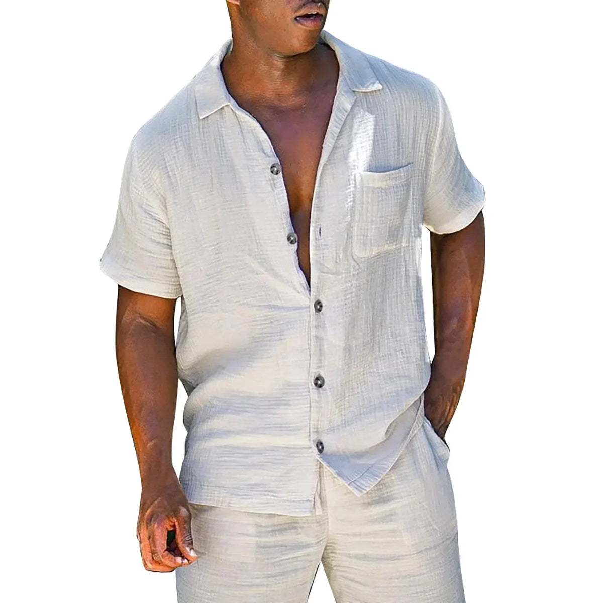 Conjunto de Linho Masculino - Camisa e Bermuda