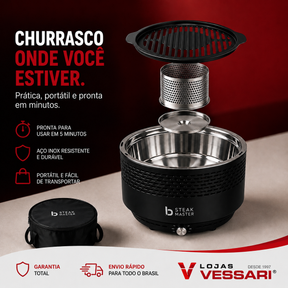 Kit Churrasqueira Portátil Premium Steak Master Smoke + Brinde Exclusivos 🔥